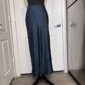 Forever 21 Blue & Black Cheetah Print Midi Skirt – Size Small – NWT